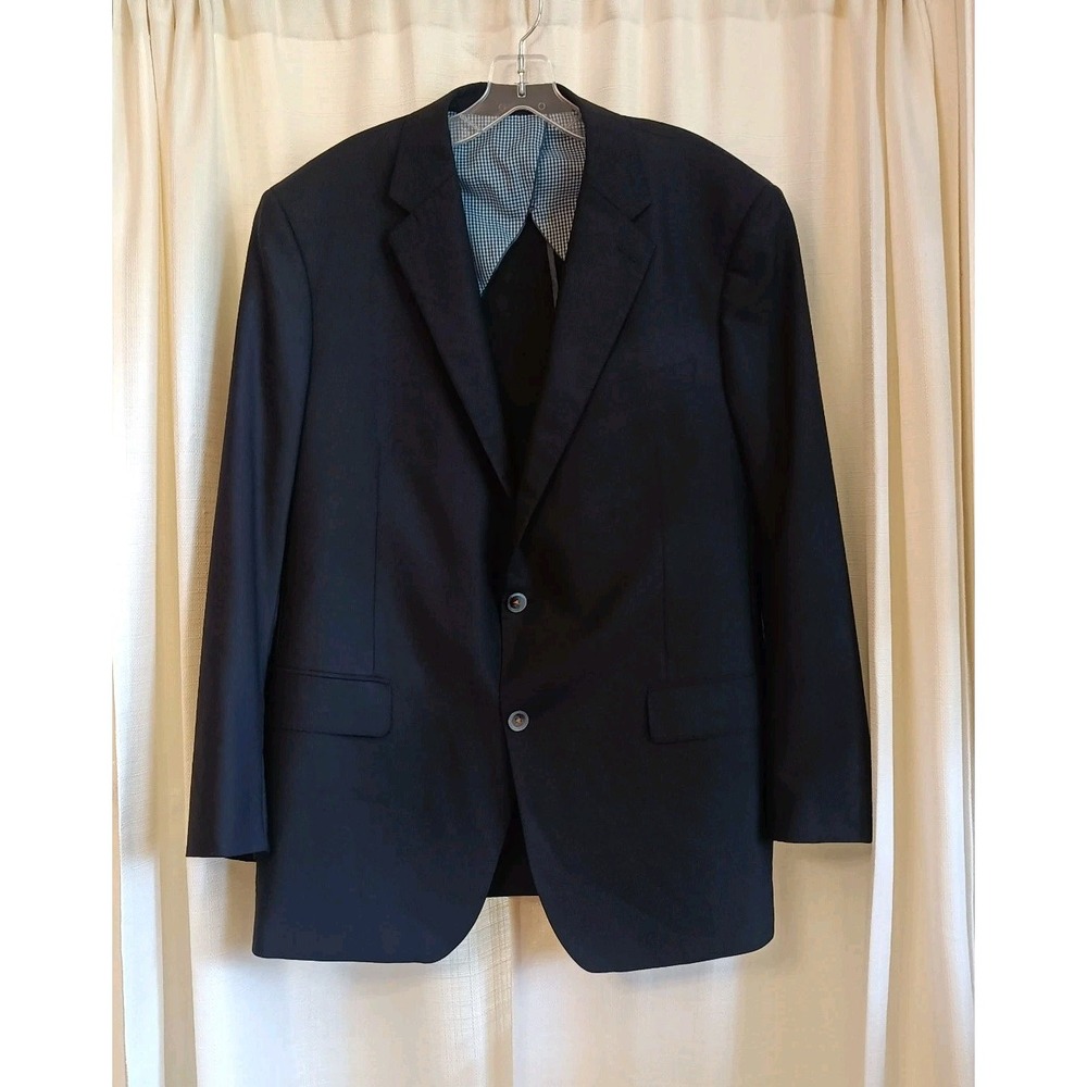 Paul Betenly Filarte Men's Size 44R 100%‎ Wool Navy Blazer Plaid Lining Model J2